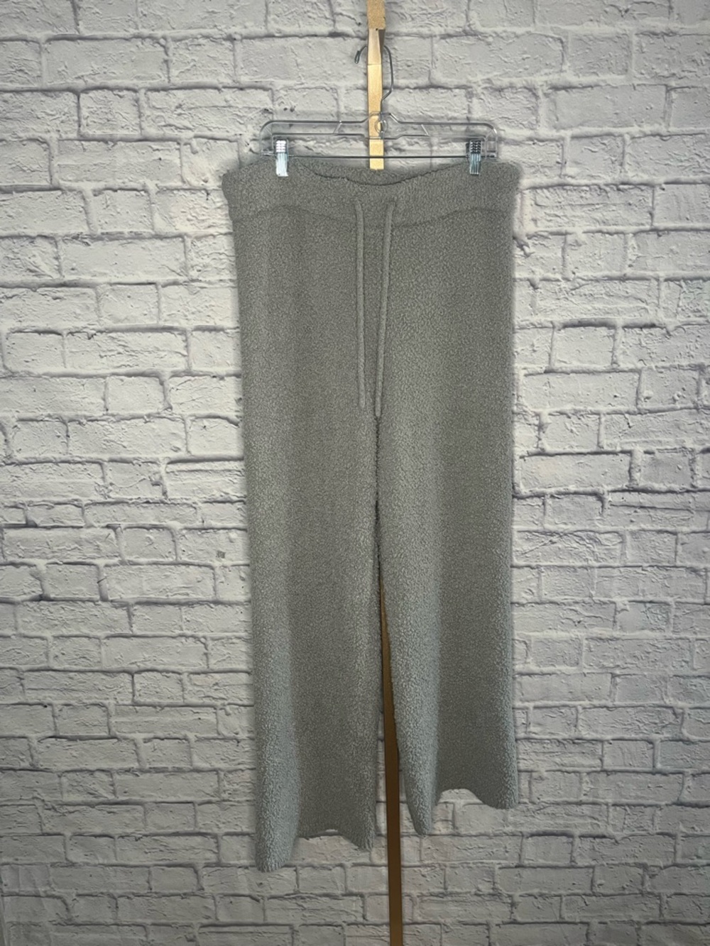 Aerie XL Cozy fuzzy Wide-Leg Lounge Pants - Light Gray pull on